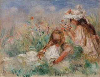 Pierre-Auguste Renoir 【野の花を持つ少女】 Pierre Auguste Renoir, Girls Picking Flowers in a Meadow | MFA Prints